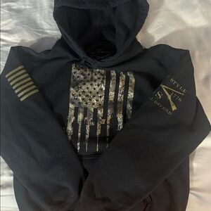 Men's Black Hoodie with Gold Accents